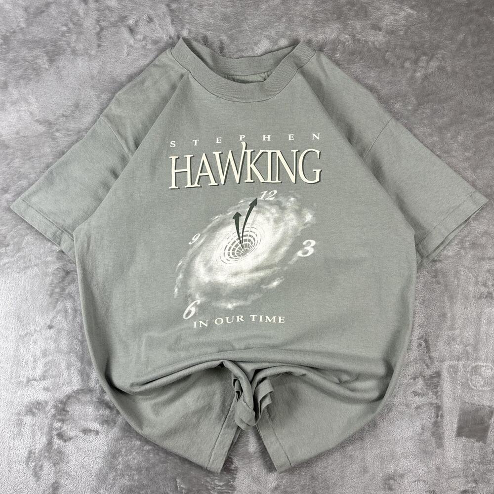 Vintage 90s Single Stitched Stephen Hawking "In Our Time" Hanes Beefy T-Shirt